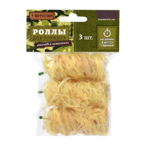 Роллы для розжига мангалов, каминов и печей со спичкой (3шт/уп, цена за уп),  BOYSCOUT