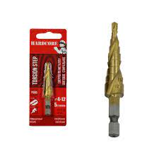 Сверло 4-12 мм по металлу шаговое спиральное  (5 ступ.)Р6М5  "Hardcore" Torsion step