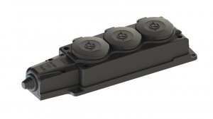 Колодка удлинителя 3 гн. 16А 220-240В с з/к IP54 с заглушками, каучук NE-AD 