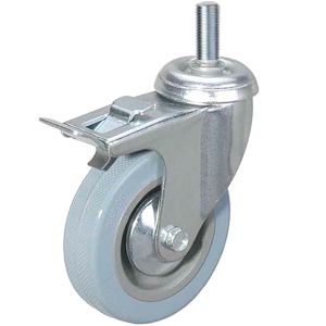 Колесо 120мм аппаратн. поворотн. болт/тормоз, серая резина (SCtgb 55)