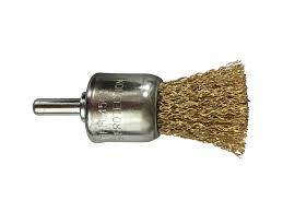Щетка-крацовка кистевая,25мм со шпилькой,для дрели,латуированная стальная проволока 25мм
