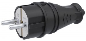 Вилка прямая 16А 220-240В с з/к IP44 каучук NE-AD