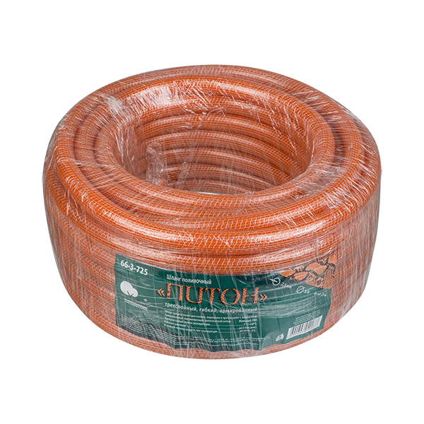 Шланг, армированный "Питон" ПВХ 3,4" 25м ст.2,5мм мягкий трехслойный, оранж.