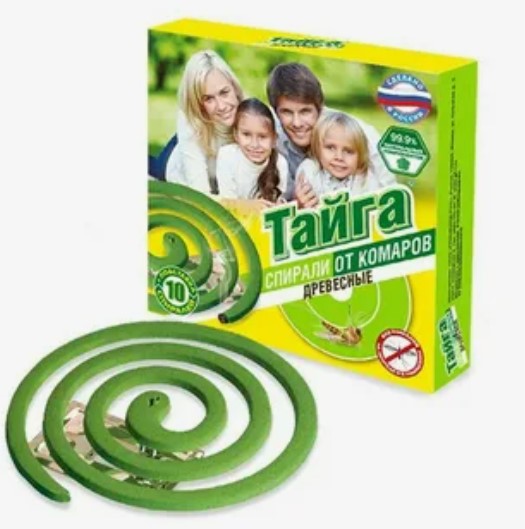 Спирали От комаров (зеленые) б/запаха Тайга 10шт/уп, цена за уп, ИН-122  Россия