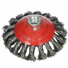 Щетка-крацовка коническая,100мм витая.стальная проволока, посад.гайка М14