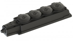 Колодка удлинителя 4 гн. 16А 220-240В с з/к IP54 с заглушками, каучук NE-AD 