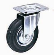 Колесная 125 мм опора площадка, поворотная, черная резина, роликоподшипник															
