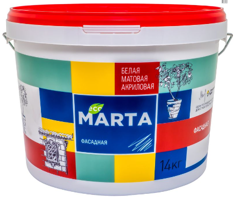 Краска Marta фасадная белая 14 кг