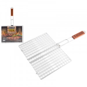 Решетка-гриль плоская 31*24*1,5см /дл.50см (3.5/2.5/1.5мм) Т/У, хром.сталь/дер