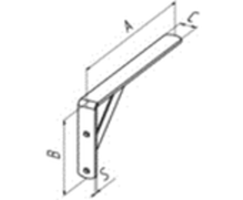 Кронштейн 100*190*20*4,0 мм бытовой с 2 отверстиями д=6,5 мм, с упором белый