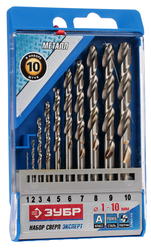 Набор сверл по металлу,10 предметов д=1-10мм ЗУБР