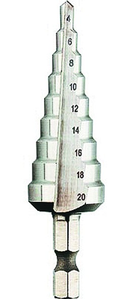 Сверло 6-38мм по металлу ступенчатое, для отверстий 