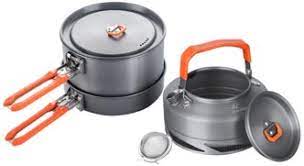 Набор посуды туристический, чайник, кастрюля, сковорода, в сетке