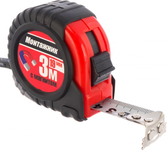 Рулетка с автостопом и магнитом двусторонняя 3 м х 19 мм "Монтажник"