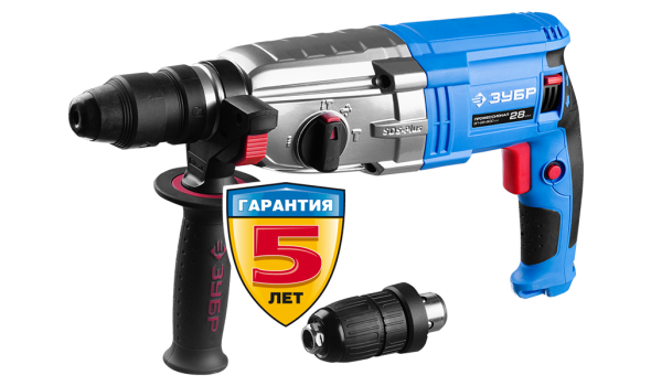 Перфоратор ЗУБР SDS-plus,ЗПВ-28-800 КМ,БЗП МИГ 3,2Кжд