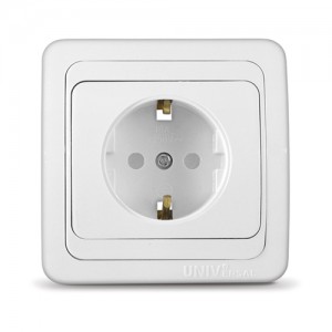 Розетка 1м белая с/з 16А 220В "Валери"
