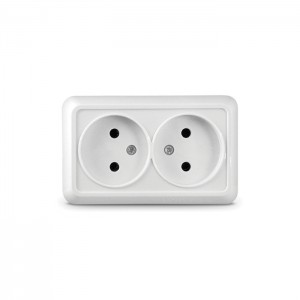 Розетка 2м белая б/з 16А 220В "Валери"