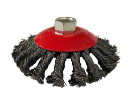Щетка-крацовка 125 мм крученная коническая, витая стальная проволока, посадочная гайка