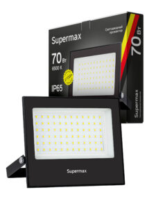 Прожектор светодиодный 70Вт, IP65 6500К, 7000Лм черный SPR Supermax КОСМОС