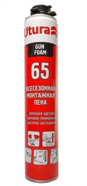 Пена монтажная всесезонная UTURA 65л GUN FOAM 840мл