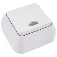 Выключатель 1кл. белый проходной с подсветкой о/у 10А 220В "Олимп"