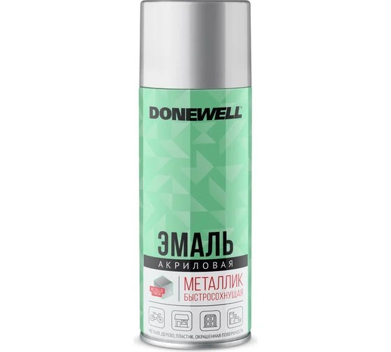 Эмаль универсальная металлик серебро 520мл DONEWELL
