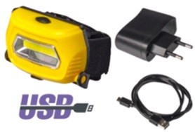 Фонарь налобный 1057 (акк. 3,7V 770 mAH) 3W СОВ, черный/пластик, 3 режима, BL Focusray 