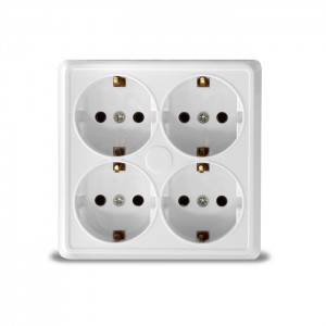 Розетка 4м белая квадратная с/з о/у 16А 220В "Олимп"
