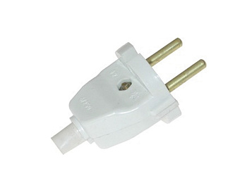 Вилка сетевая 6А прямая белая