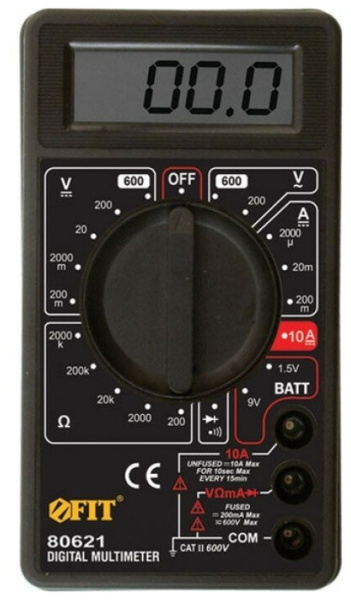 Мультиметр 0,1 мВ-600В 1 мкА-10 А 0,1 Ом-2 МОм