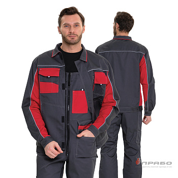Костюм мужской "Бренд 2 2020" т.серый/красный (куртка и полукомбинезон)