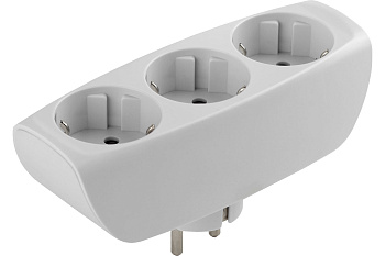 Разветвитель (тройник) 3 гнезда БЕЗ заземл шторк  БЕЛый Эра SP-3-W