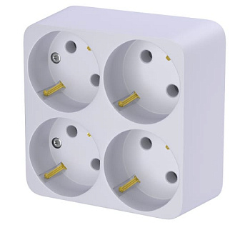 Разветвитель (четверник) 4гнезда с заземл белый Фотон АМ 16-3Е 16А