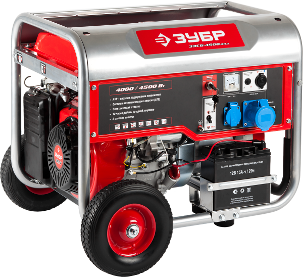 Электрогенератор автозапуск, колеса, 4500 ВТ, МАСТЕР ЗУБР
