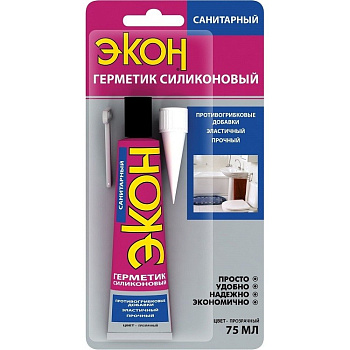 Герметик ЭКОН силиконовый санитарный прозрачный 60 мл 