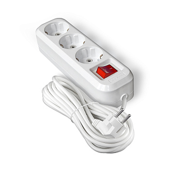 Удлинитель сетевой АБС, 3 роз ПВС 3х1 мм²ГОСТ, 16А, с/з, с выкл, 7м