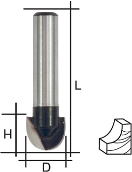 Фреза пазовая галтельная, DxHxL = 10*6,5*40 мм FIT