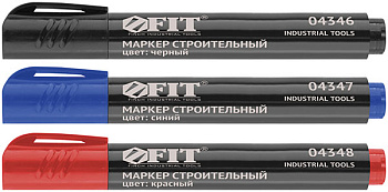 Маркер строительный перманентный 2мм, красный, пластиковый корпус/ FIT