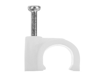 Держатели кабеля белые для круглого кабеля, в комплекте гвозди 1,9х22мм, 10мм 100шт 