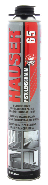 Пена полиуретановая проф.всесезонная Hauser 65 750 мл(910 гр.).