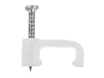 Держатели кабеля белые для плоского кабеля, в комплекте гвозди 1,9х22мм, 10мм 100шт 