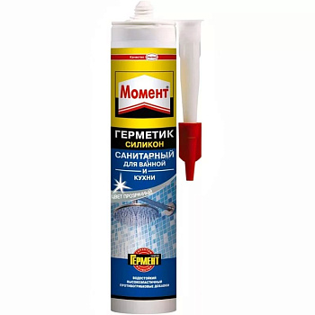 Герметик силиконовый "Момент" санитарный д/ванны и кухни прозрачный 280мл