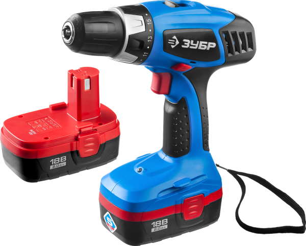 Дрель-шуруповерт, 18 В, 2 АКБ, ПРОФ ЗУБР