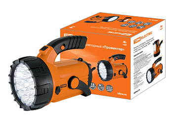 Фонарь-прожектор 23св/д+18св/д  желтый/пластик 4режима,подставка