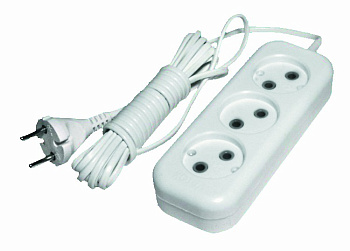 Удлинитель сетевой 3 розетки ШВВП 2х0,5мм, 6А, б/з, 5м