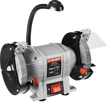 Станок ЗУБР "Мастер" точильный двойной Д150*20*д.32, лампа подсветки 250 Вт