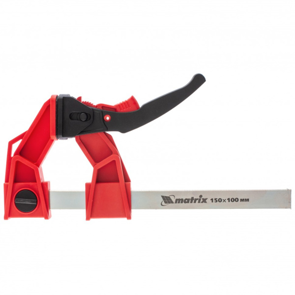 Струбцина 150*100*306мм, шатнга 5*22мм,реечная быстрозаж..усил.пл.корпус.фиксатор,рыч.храп.мех./Матр