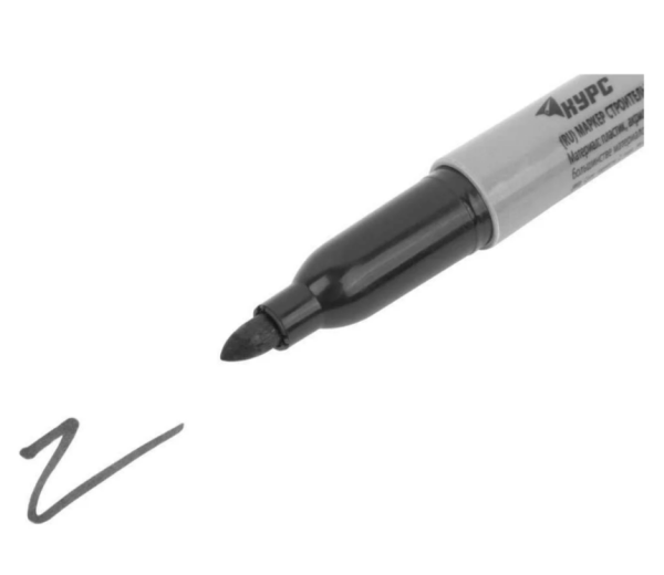 Маркер строительный перманентный 3мм, черный, пластиковый корпус КУРС 