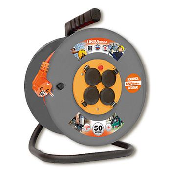 Удлинитель сетевой унив на катушке, 6 роз, термо ПВС 3х0,75мм²ГОСТ, 10А 5м