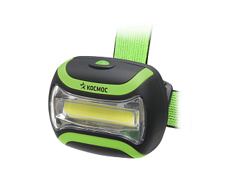 Фонарь светодиодный на батарейках, налобный, 3 режима, 210лм., 70*50мм КОСМОС